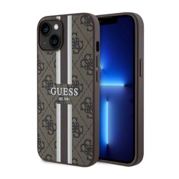   Guess 4G Printed Stripes MagSafe - maska ​​za iPhone 14 Plus (smeđa)