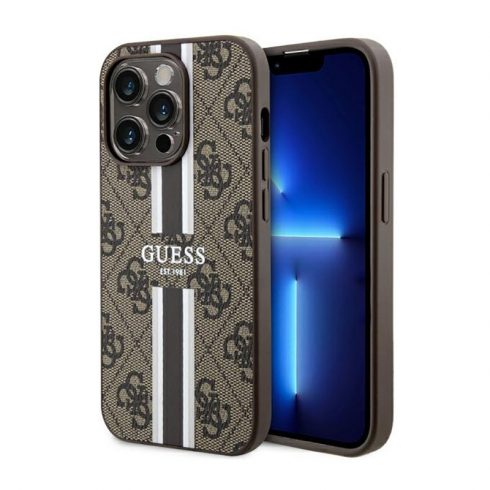 Guess 4G Printed Stripes MagSafe - maska ​​za iPhone 14 Pro (smeđa)