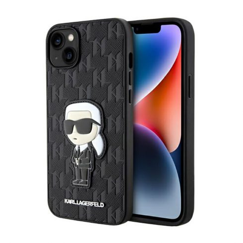 Karl Lagerfeld Saffiano Monogram NFT Ikonik - Maska za iPhone 14 Plus (crna)