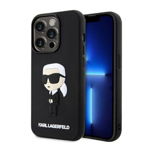 Karl Lagerfeld 3D Rubber NFT Ikonik - Maska za iPhone 14 Pro (crna)