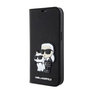   Karl Lagerfeld Booktype NFT Saffiano Karl & Choupette - maska ​​za iPhone 14 (crna)