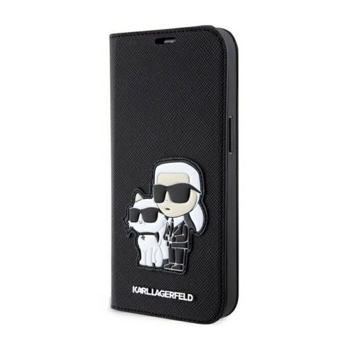 Karl Lagerfeld Booktype NFT Saffiano Karl & Choupette - maska ​​za iPhone 14 (crna)