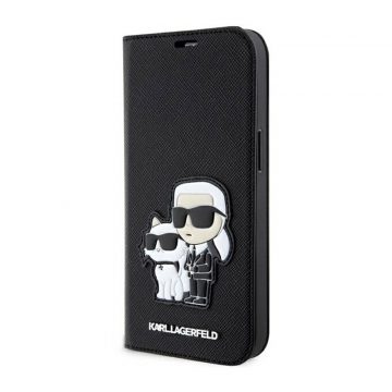   Karl Lagerfeld Booktype NFT Saffiano Karl & Choupette - maska ​​za iPhone 14 Pro Max (crna)