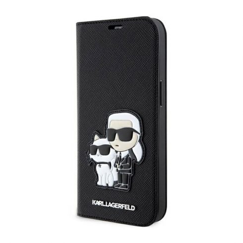 Karl Lagerfeld Booktype NFT Saffiano Karl & Choupette - maska ​​za iPhone 14 Pro Max (crna)