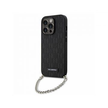   Karl Lagerfeld Saffiano Monogram Chain - Case za iPhone 14 Pro (crna)