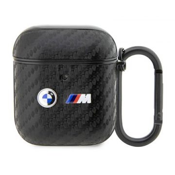   BMW Carbon dvostruki metalni logotip - torbica za AirPods 1/2 gen (crna)