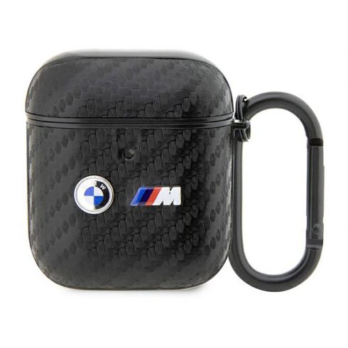 BMW Carbon dvostruki metalni logotip - torbica za AirPods 1/2 gen (crna)