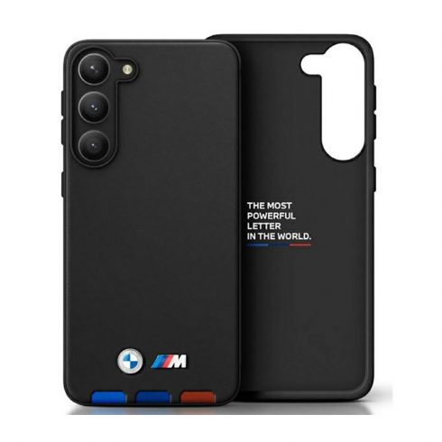 BMW Leather Hot Stamp Tricolor - maska ​​za Samsung Galaxy A54 5G (crna)