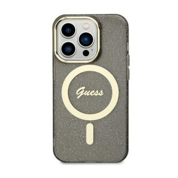 Guess Glitter Gold MagSafe - Maska za iPhone 11 (crna)