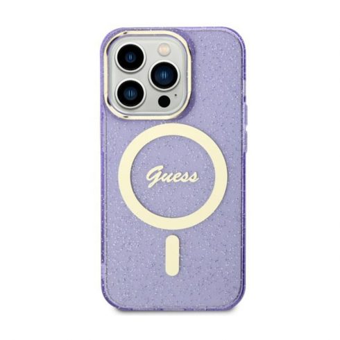 Guess Glitter Gold MagSafe - Maska za iPhone 11 (ljubičasta)