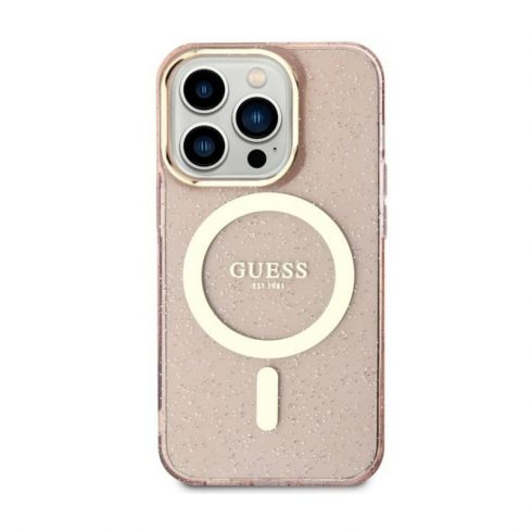 Guess Glitter Gold MagSafe - Maska za iPhone 11 (roza)