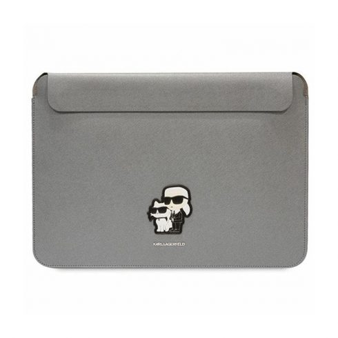 Karl Lagerfeld NFT Saffiano Karl & Choupette Sleeve - 14" torbica za prijenosno računalo (srebrna)