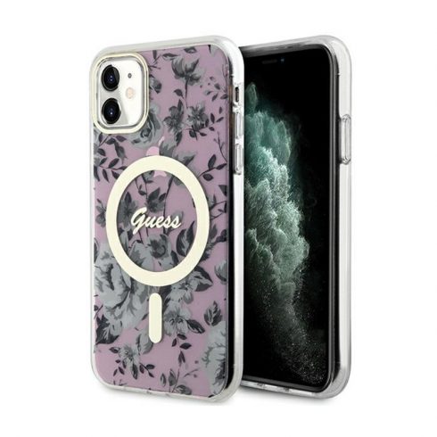 Guess Flower MagSafe - Maska za iPhone 11 (roza)