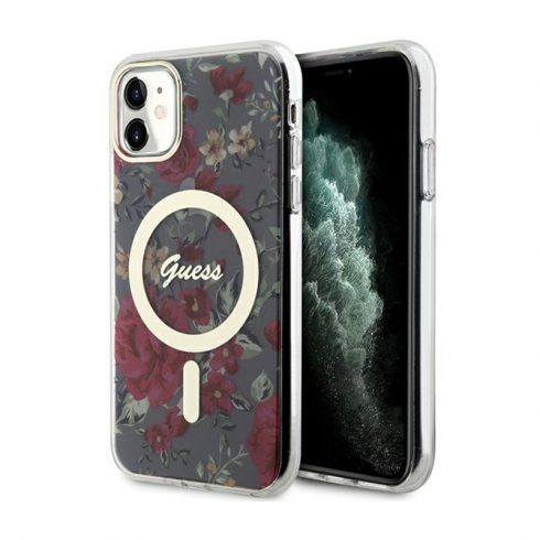 Guess Flower MagSafe - Maska za iPhone 11 (zelena)