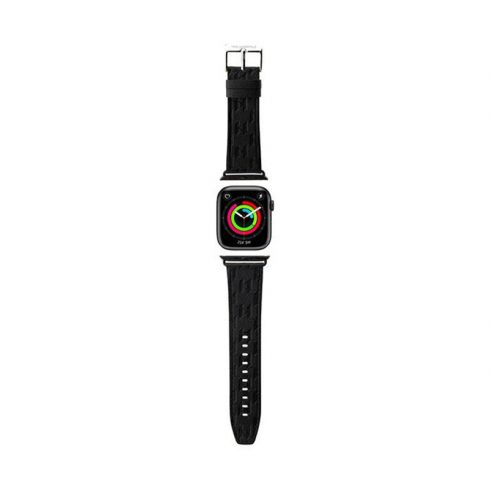 Karl Lagerfeld Saffiano Monogram - remen za Apple Watch 38/40/41 mm (crni)