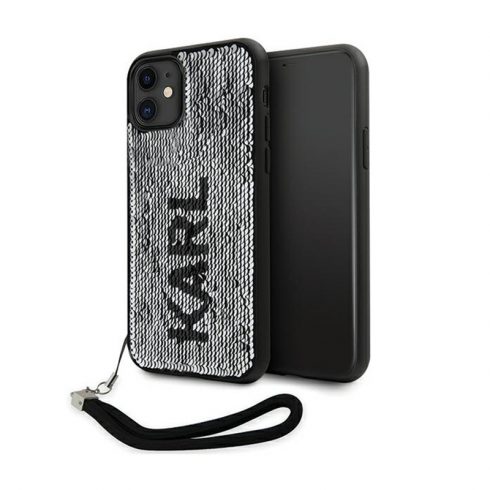 Karl Lagerfeld Sequins Cord - Futrola s uzicom za iPhone 11 (srebrna)