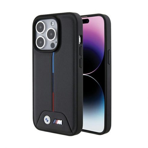 BMW Quilted Tricolor - maska ​​za iPhone 15 Pro Max (crna)