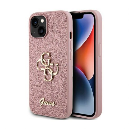 Guess Glitter Script Big 4G - iPhone 15 Plus Case (roza)