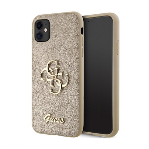 Guess Glitter Script Big 4G - Case iPhone 11 (zlatna)