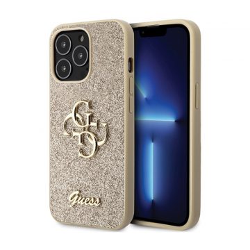   Guess Glitter Script Big 4G - iPhone 13 Pro Max Case (zlatna)