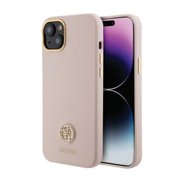 Guess Silicone Logo Strass 4G - iPhone 15 Plus Case (roza)