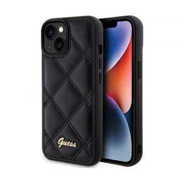 Guess Quilted Metal Logo - Futrola za iPhone 15 (crna)