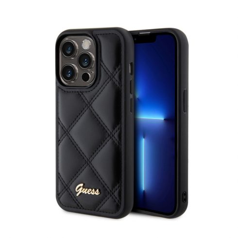 Guess Quilted Metal Logo - Futrola za iPhone 15 Pro (crna)