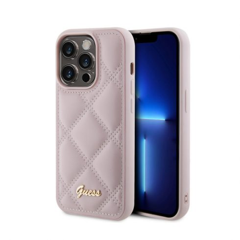 Guess Quilted Metal Logo - Futrola za iPhone 15 Pro Max (roza)