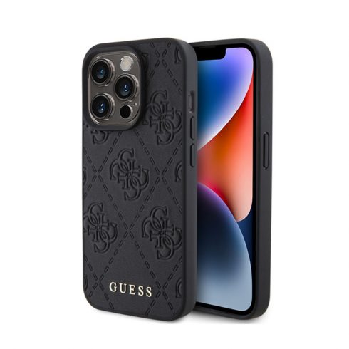 Guess Leather 4G Stamped - Case za iPhone 15 Pro (crna)