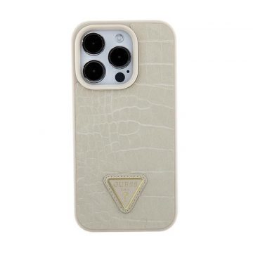 Guess Croco Triangle Metal Logo - iPhone 15 Case (zlatna)