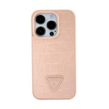 Guess Croco Triangle Metal Logo - iPhone 15 Case (roza)