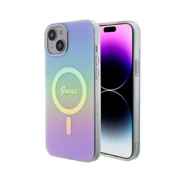   Guess IML Iridescent MagSafe - maska ​​za iPhone 15 (ljubičasta)