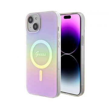   Guess IML Iridescent MagSafe - maska ​​za iPhone 15 (roza)