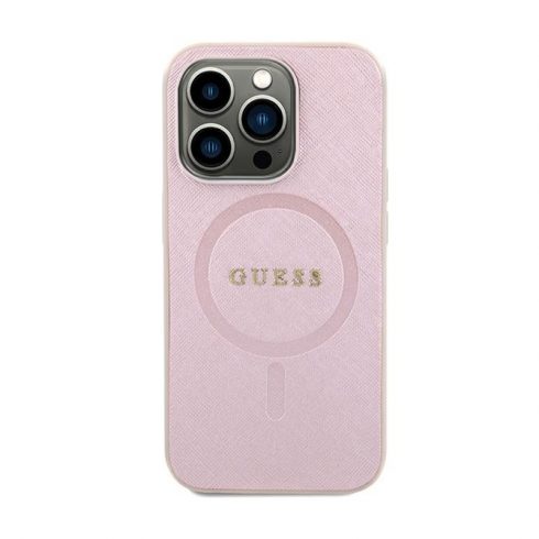 Guess Saffiano MagSafe - iPhone 15 Case (roza)