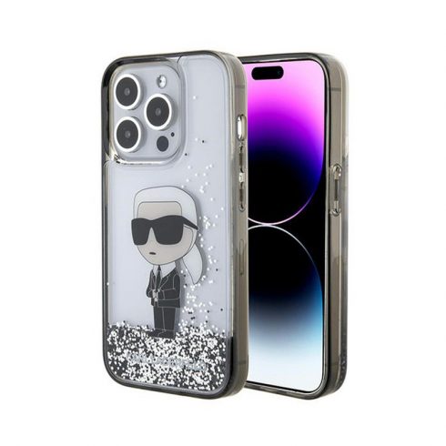 Karl Lagerfeld Liquid Glitter Ikonik - iPhone 15 Pro Case (prozirna)