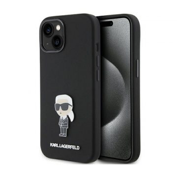   Karl Lagerfeld Silikonska Ikonik metalna igla - iPhone 15 Case (crna)