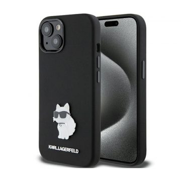   Karl Lagerfeld silikonska metalna igla Choupette - futrola za iPhone 15 Plus (crna)