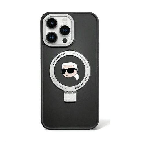 Karl Lagerfeld stalak za prstenje Karl Head MagSafe - futrola za iPhone 15 Plus (crna)