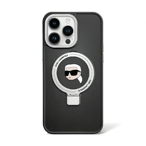 Karl Lagerfeld stalak za prstenje Karl Head MagSafe - futrola za iPhone 15 Pro (crna)