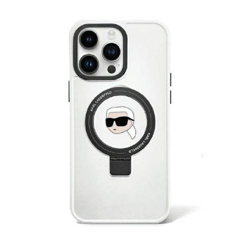 Karl Lagerfeld stalak za prstenje Karl Head MagSafe - futrola za iPhone 15 (bijela)