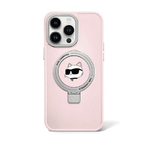 Karl Lagerfeld stalak za prstenje Choupette Head MagSafe - futrola za iPhone 15 (roza)