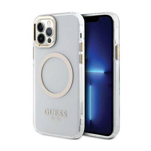 Guess Metal Outline MagSafe - Futrola za iPhone 12 / iPhone 12 Pro (prozirna / zlatna)