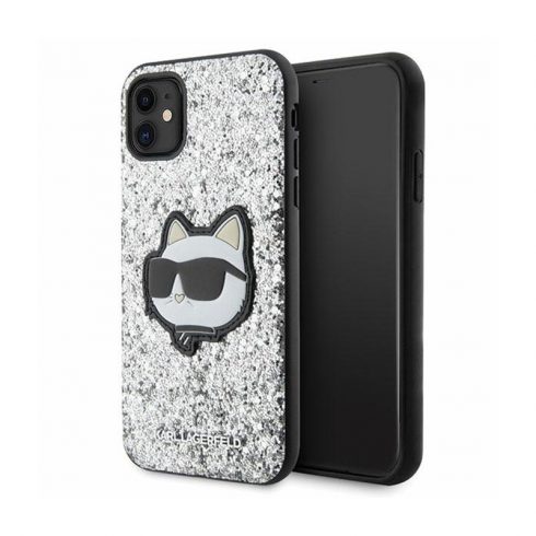 Karl Lagerfeld NFT Glitter Choupette Patch - maska ​​za iPhone 11 (srebrna)