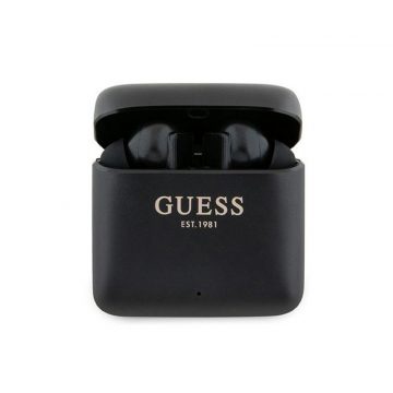   Guess Printed Logo - TWS Bluetooth slušalice + torbica za punjenje (crna)