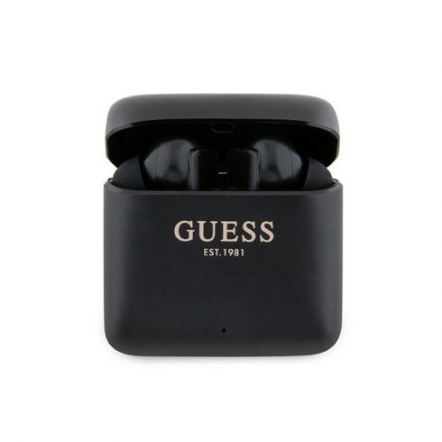 Guess Printed Logo - TWS Bluetooth slušalice + torbica za punjenje (crna)