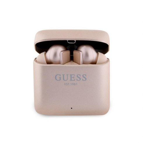 Guess Printed Logo - Bluetooth TWS slušalice + torbica za punjenje (roza)