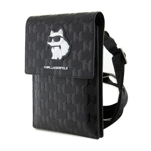 Karl Lagerfeld Saffiano Monogram Choupette - torba za telefon preko ramena (crna)