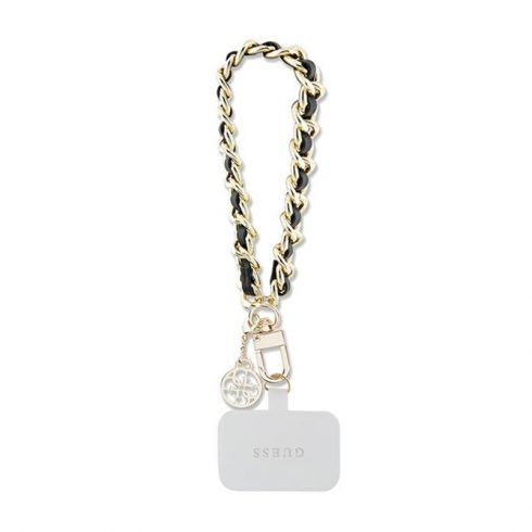 Guess Universal Hand Strap Saffiano Chain 4G Charm - Univerzalna narukvica za telefon (crna)