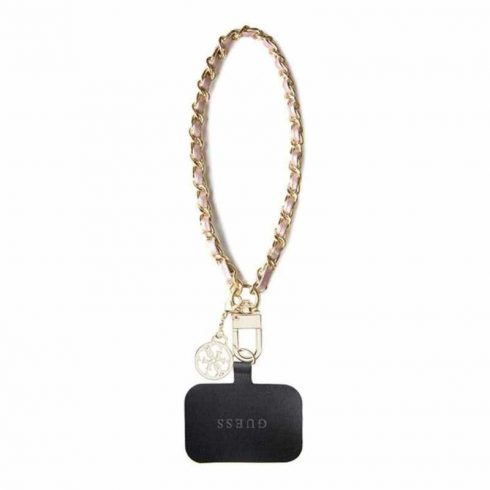 Guess Universal Hand Strap Saffiano Chain 4G Charm - Univerzalni remen za telefon (roza)