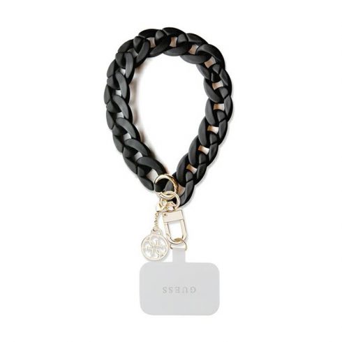 Guess Universal Big Hand Strap Acrylic 4G Charm - Univerzalna narukvica za telefon (crna)